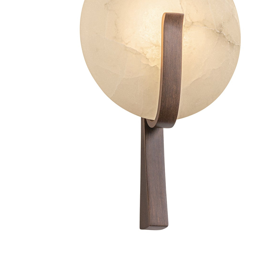 Zahara LED Wall Sconce 16", Alabaster and Bronze Leaf