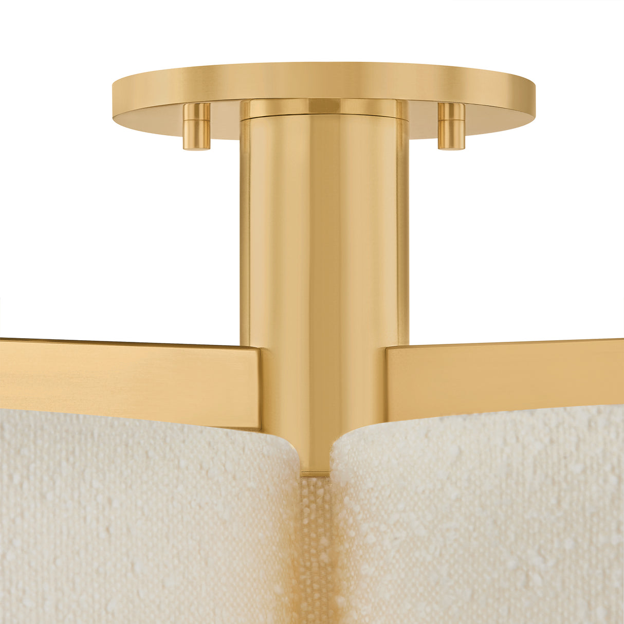 Wolfe Extra Large Semi-Flush 40", Ivory Boucle, Aged Brass and Beech Wood