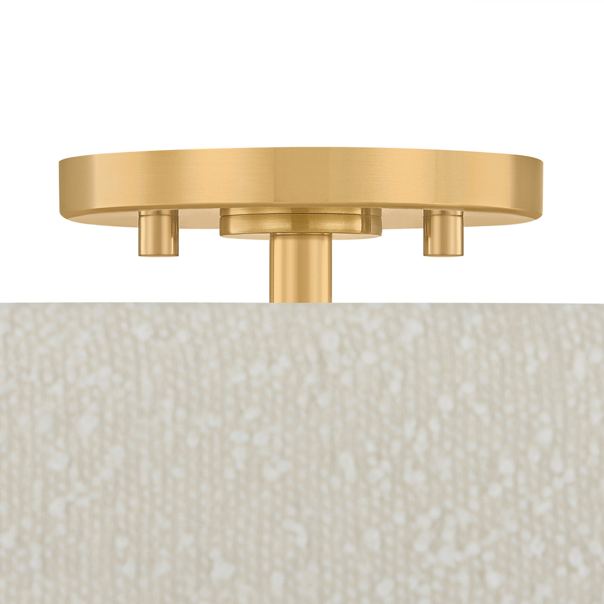 Wolfe Medium Semi-Flush 18", Ivory Boucle, Aged Brass and Beech Wood