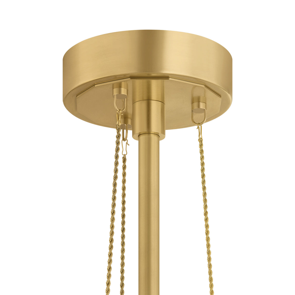 Halston 3 Light LED Chandelier 31", Vintage Brass and Alabaster