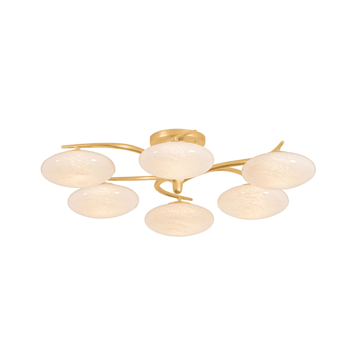 Brinley 6 Light LED Semi-Flush 32", Gold Leaf and Cloud Glass