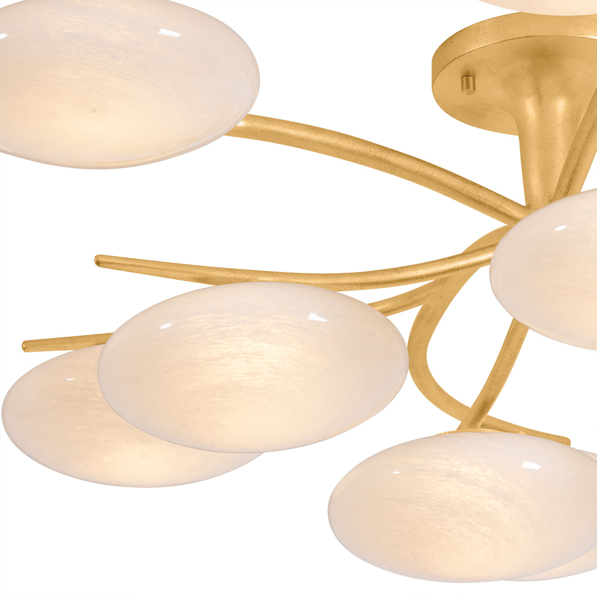 Brinley 12 Light LED Semi-Flush 45", Gold Leaf and Cloud Glass