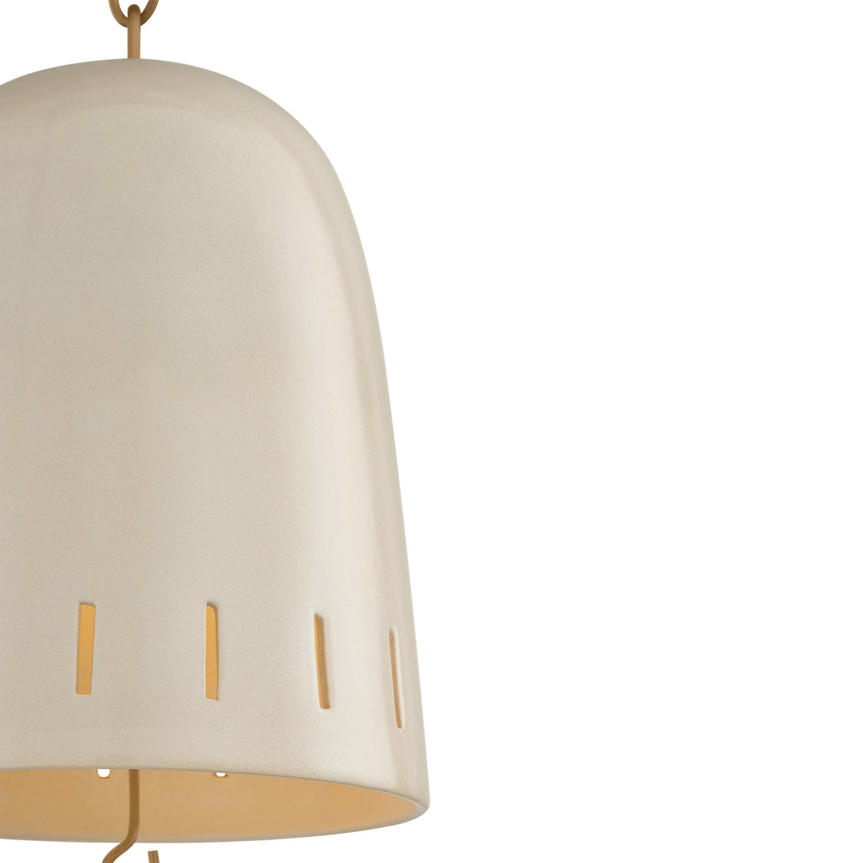Briony Small Pendant 9", Ivory Glaze and Patina Brass