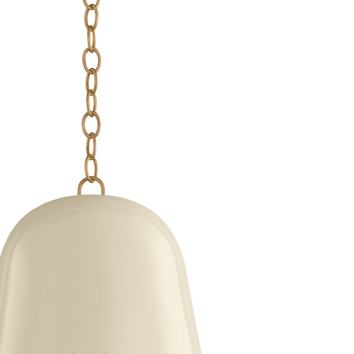 Briony Medium Pendant 15", Ivory Glaze and Patina Brass