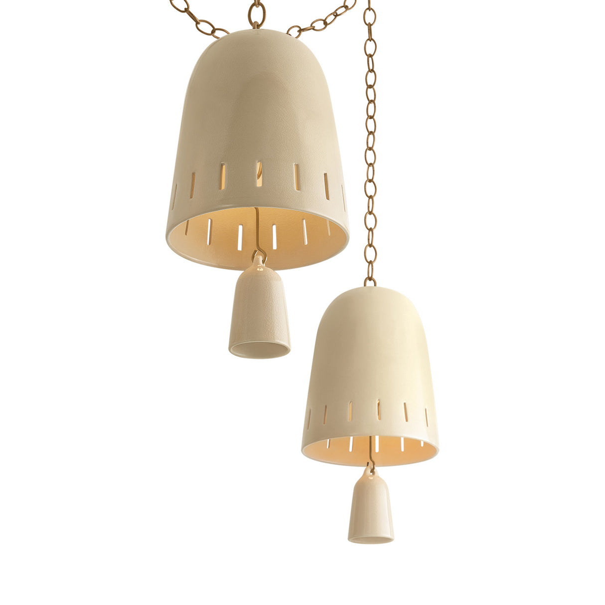 Briony 5 Light Swag Chandelier, Ivory Glaze and Patina Brass