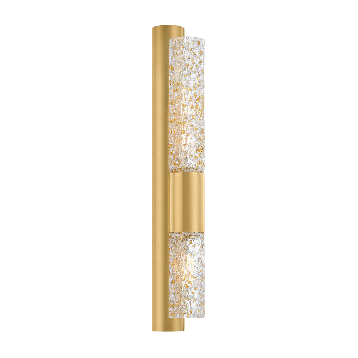 Daylin Wall Sconce 24", Vintage Brass and Amber Speckled Glass