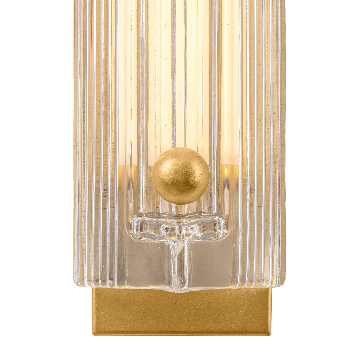 Fairfield LED Wall Sconce 27", Gold Leaf and Reeded Piastra Glass