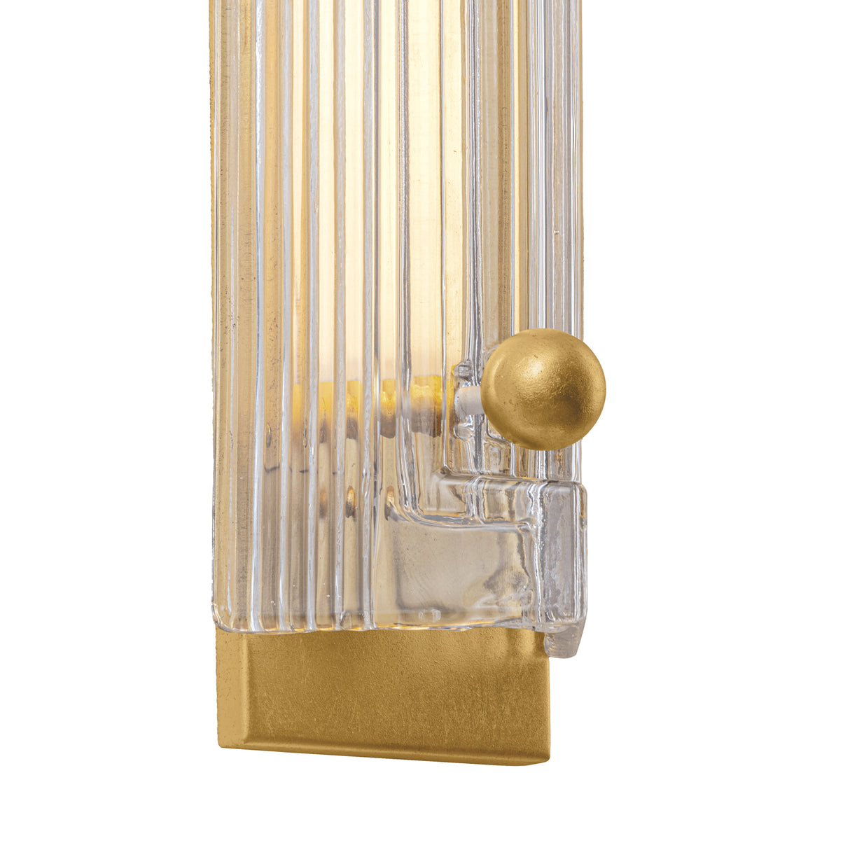 Fairfield LED Wall Sconce 27", Gold Leaf and Reeded Piastra Glass