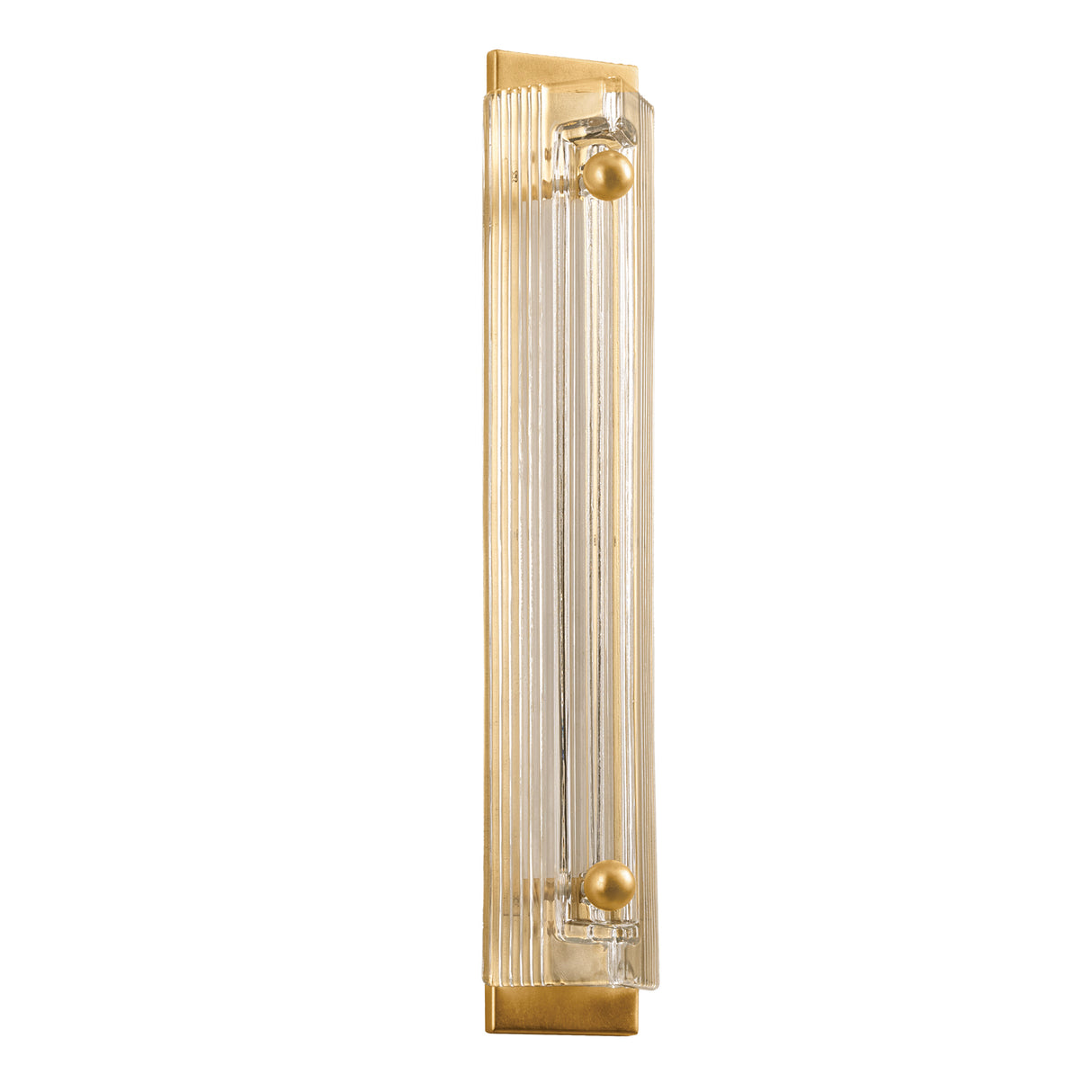 Fairfield LED Wall Sconce 27", Gold Leaf and Reeded Piastra Glass