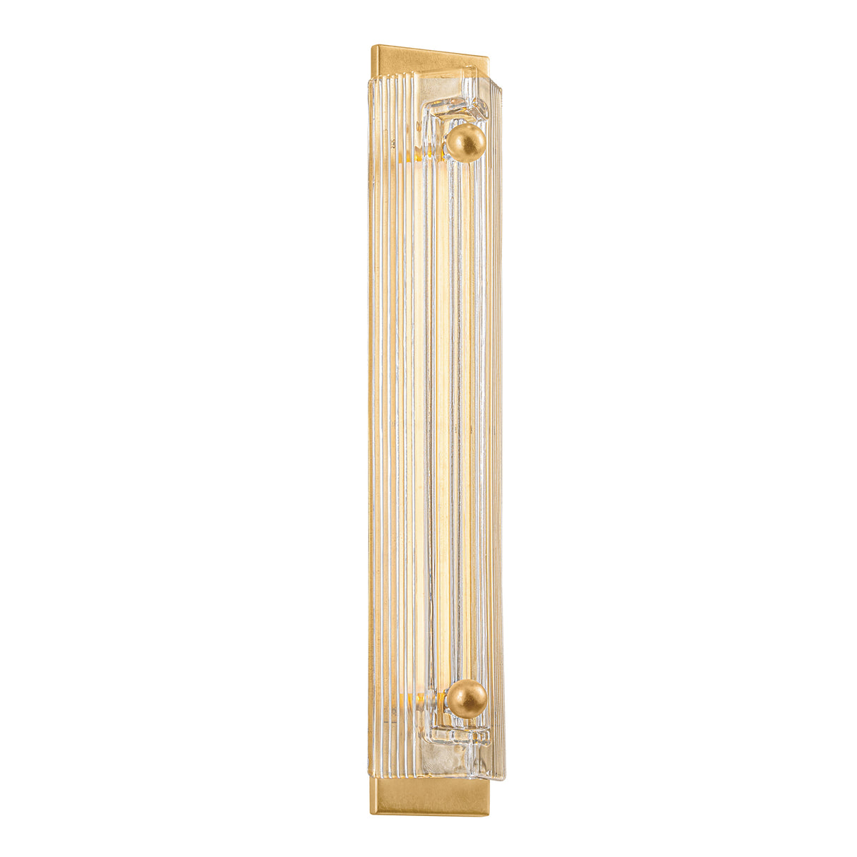 Fairfield LED Wall Sconce 27", Gold Leaf and Reeded Piastra Glass
