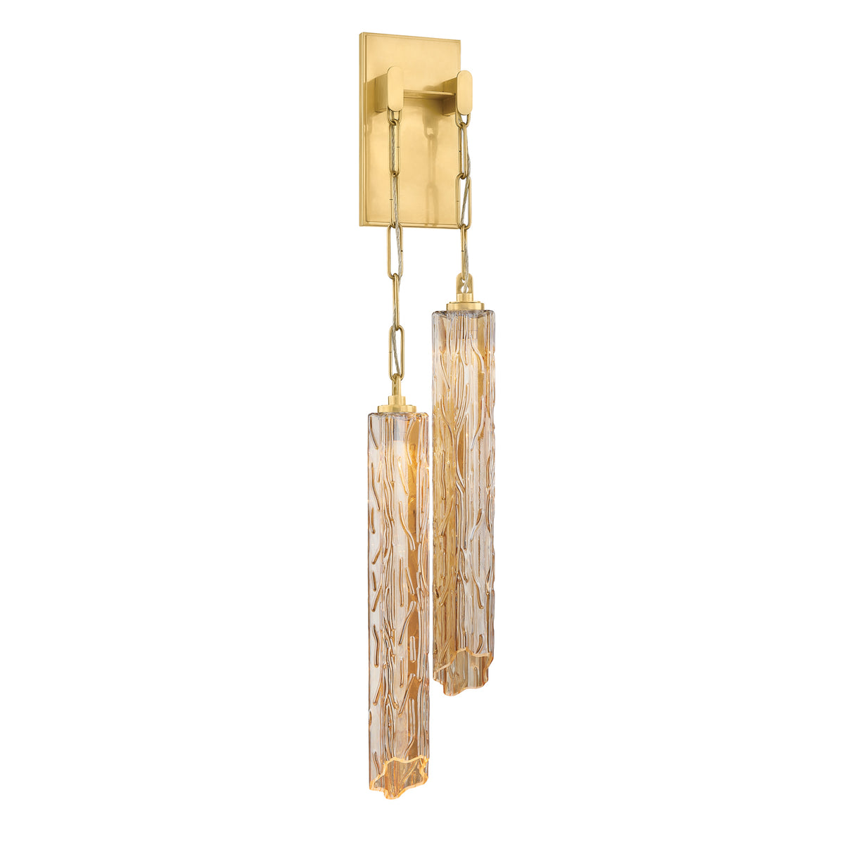 Florencea LED Wall Sconce 34", Vintage Brass and Champagne Glass