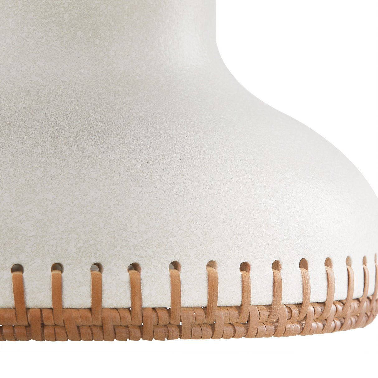 Nadira Semi-Flush 11", Cream, Rattan, and Aged Brass