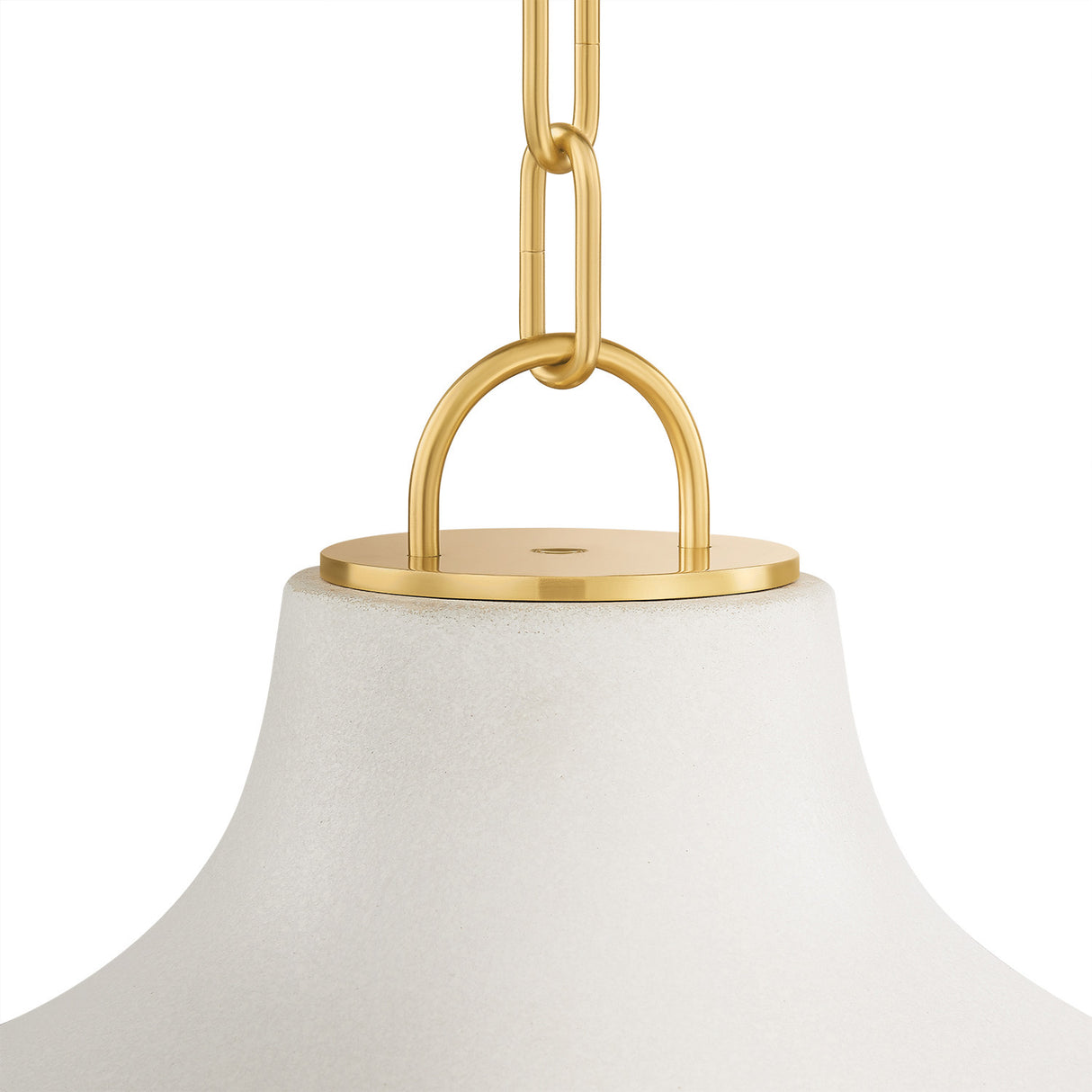 Nadira Large Pendant 21", Cream, Rattan, and Aged Brass