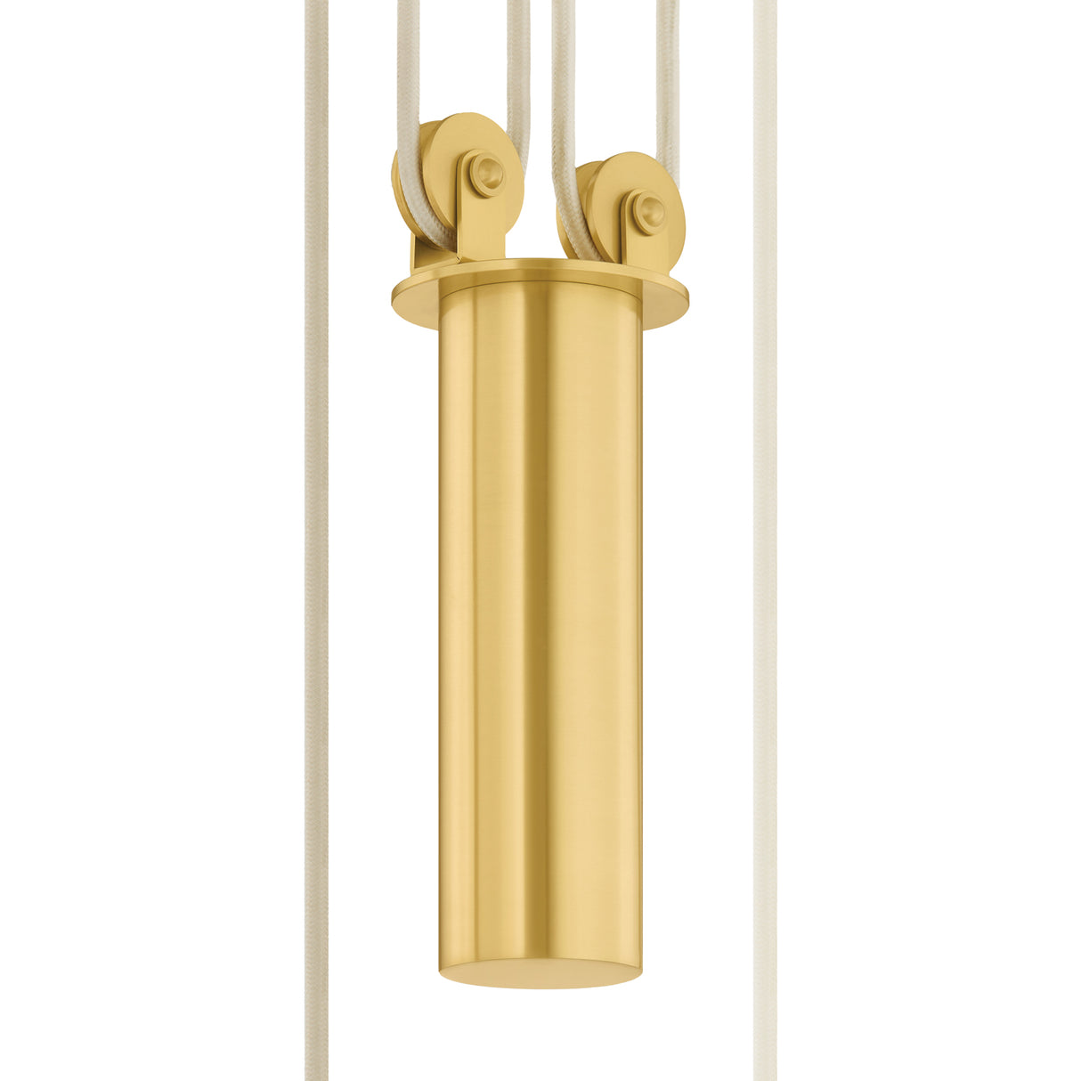 Elow Pull-Down LED Pendant 30", Matte White and Aged Brass