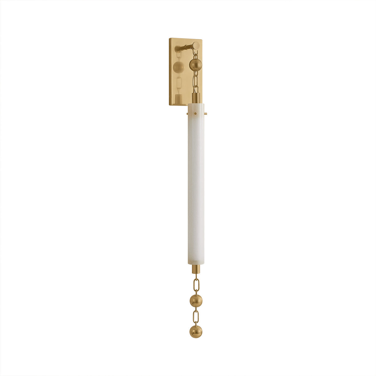 Nicolette LED Wall Sconce 35", Vintage Brass and Seeded Cloud Glass