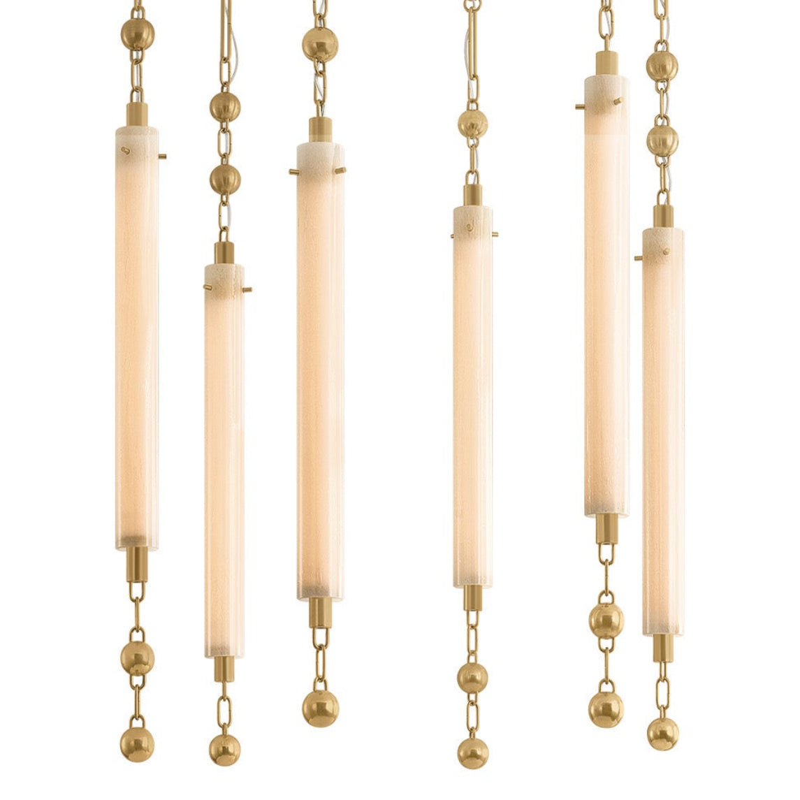 Nicolette LED Chandelier 28", Vintage Brass and Seeded Cloud Glass