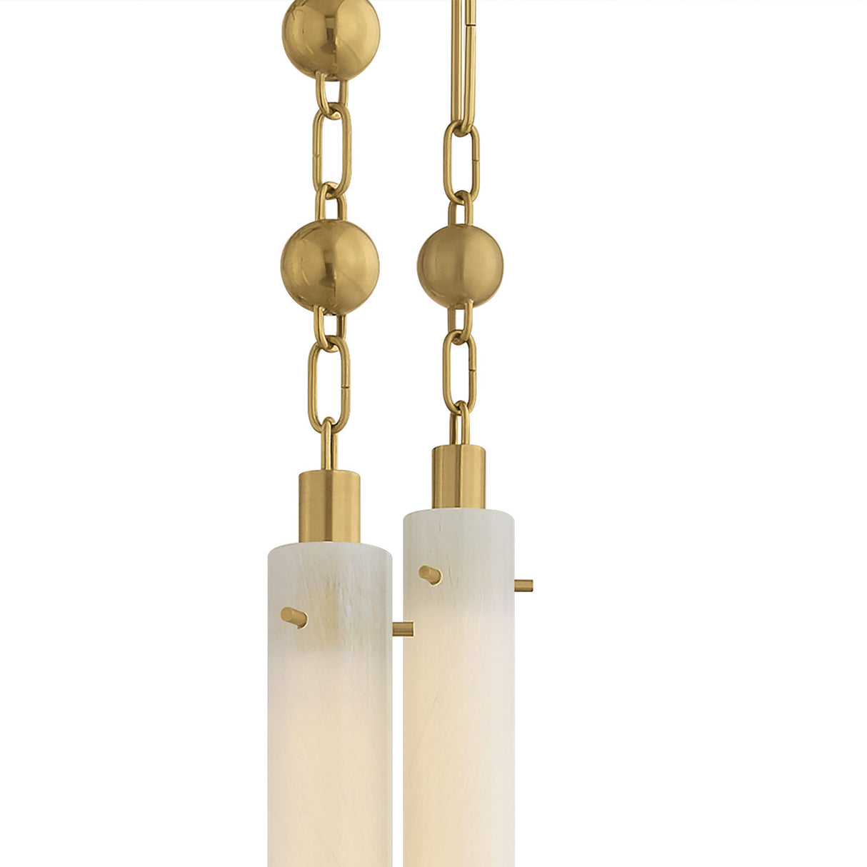 Nicolette LED Chandelier 40", Vintage Brass and Seeded Cloud Glass