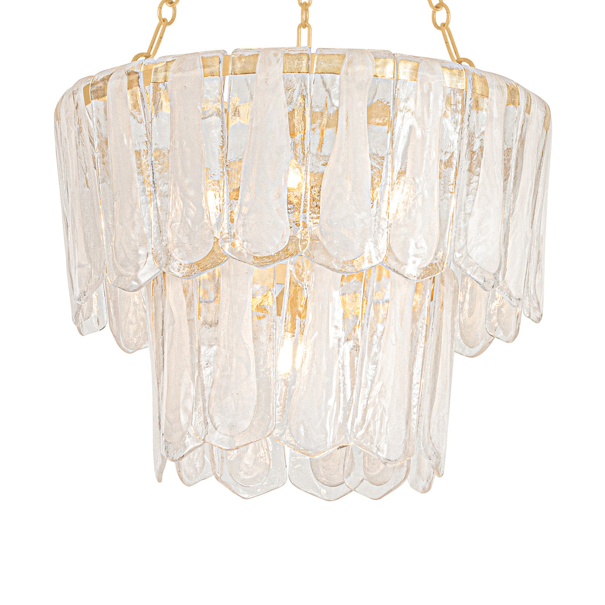 Courtney Two-Tier Chandelier 26", Gold Leaf and Piastra Glass