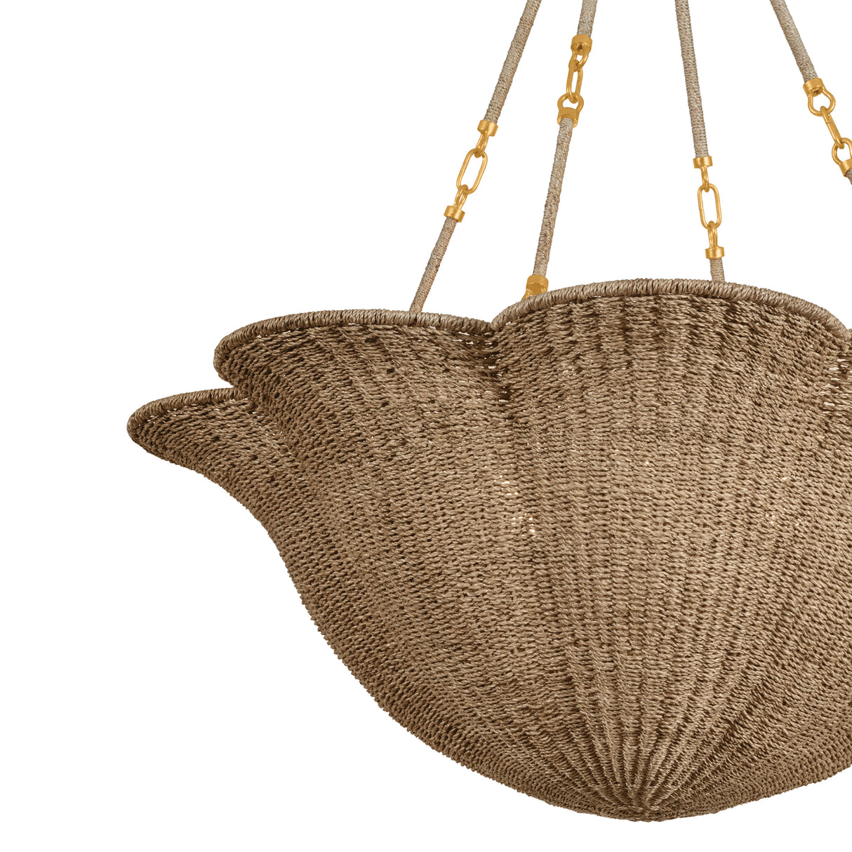 Candela Extra Large Chandelier 38", Gold Leaf and Natural Jute