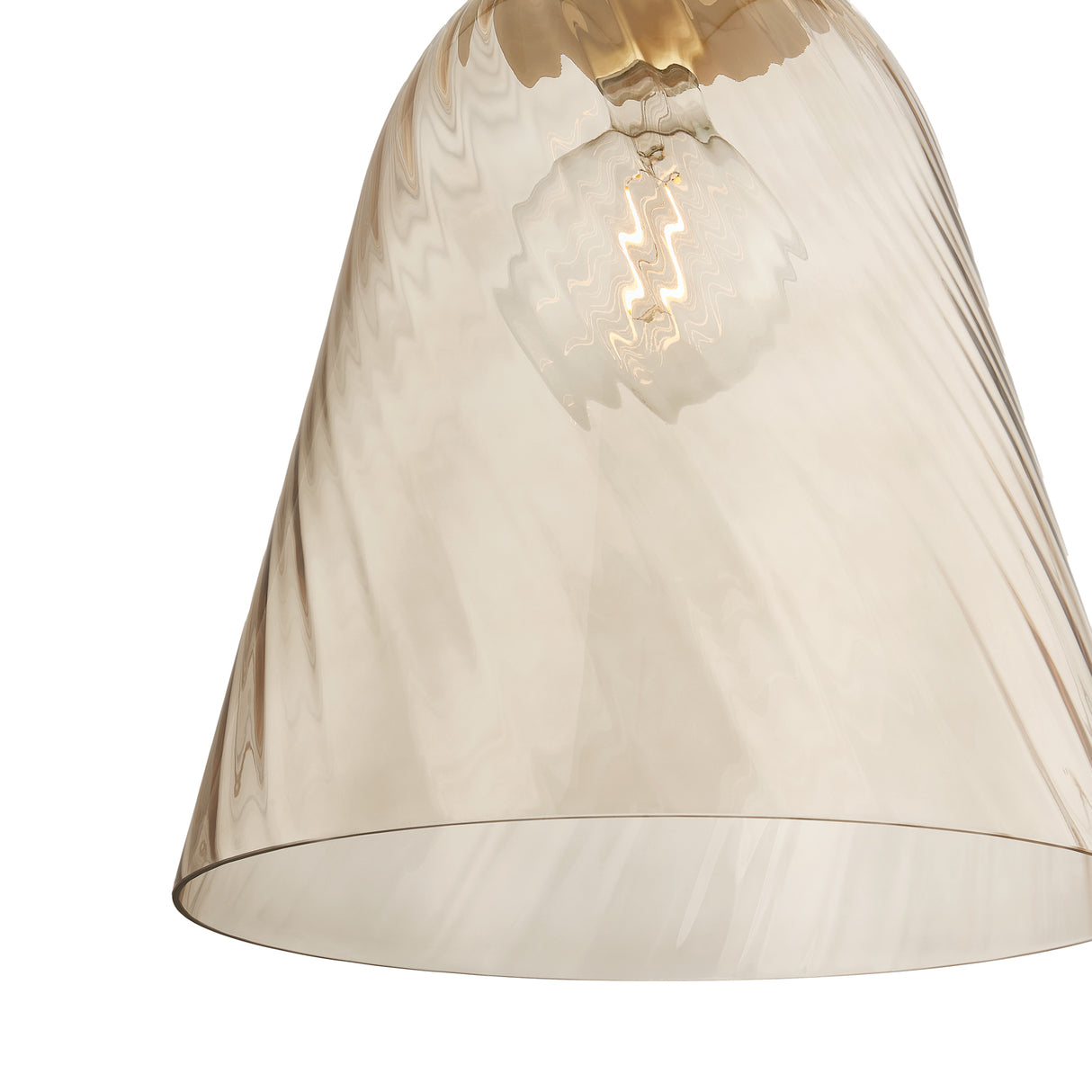 Bly Medium Pendant 16", Aged Brass and Smoke Taupe Glass