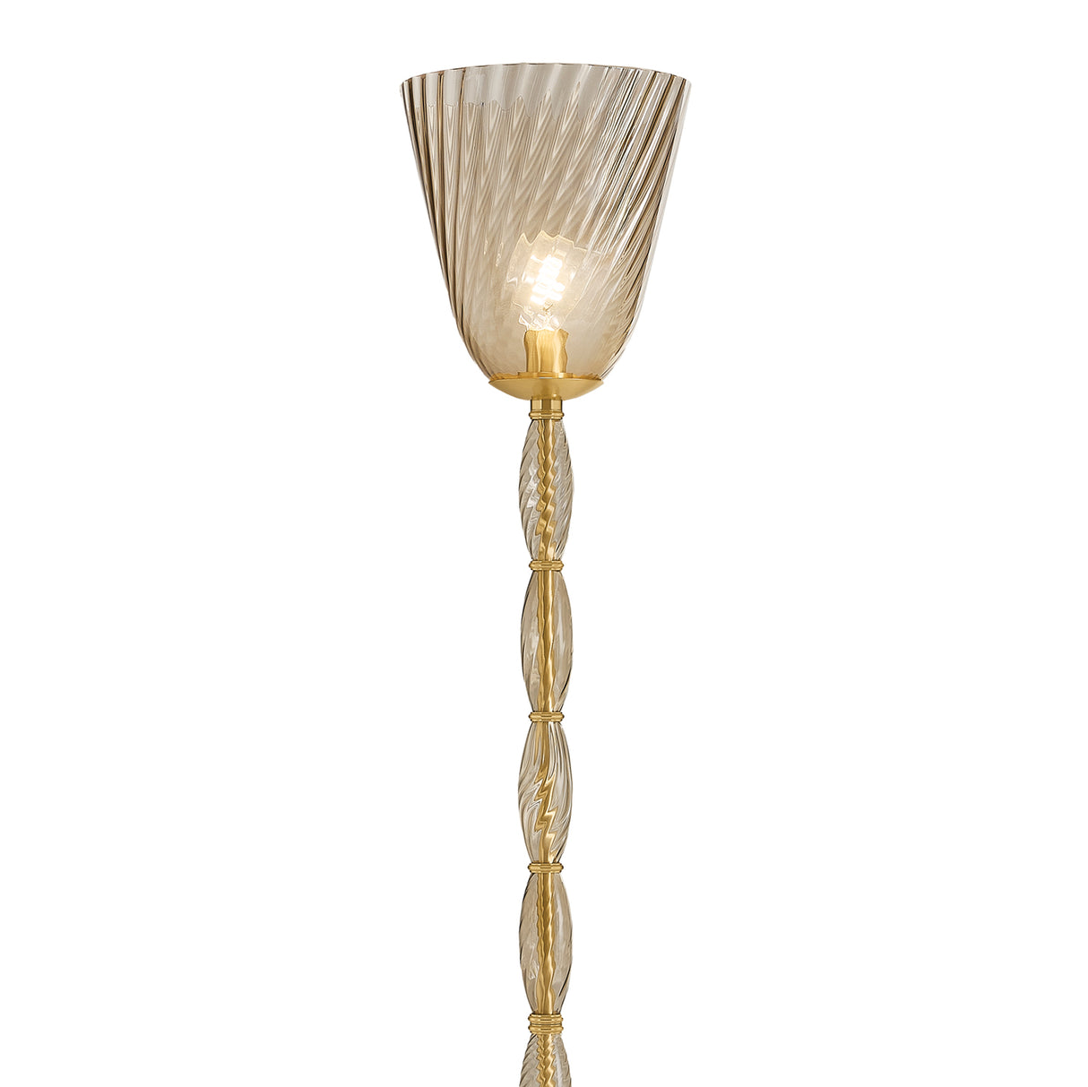 Bly Floor Lamp 62", Aged Brass and Smoke Taupe Glass