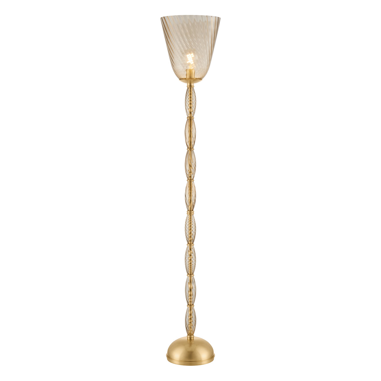 Bly Floor Lamp 62", Aged Brass and Smoke Taupe Glass