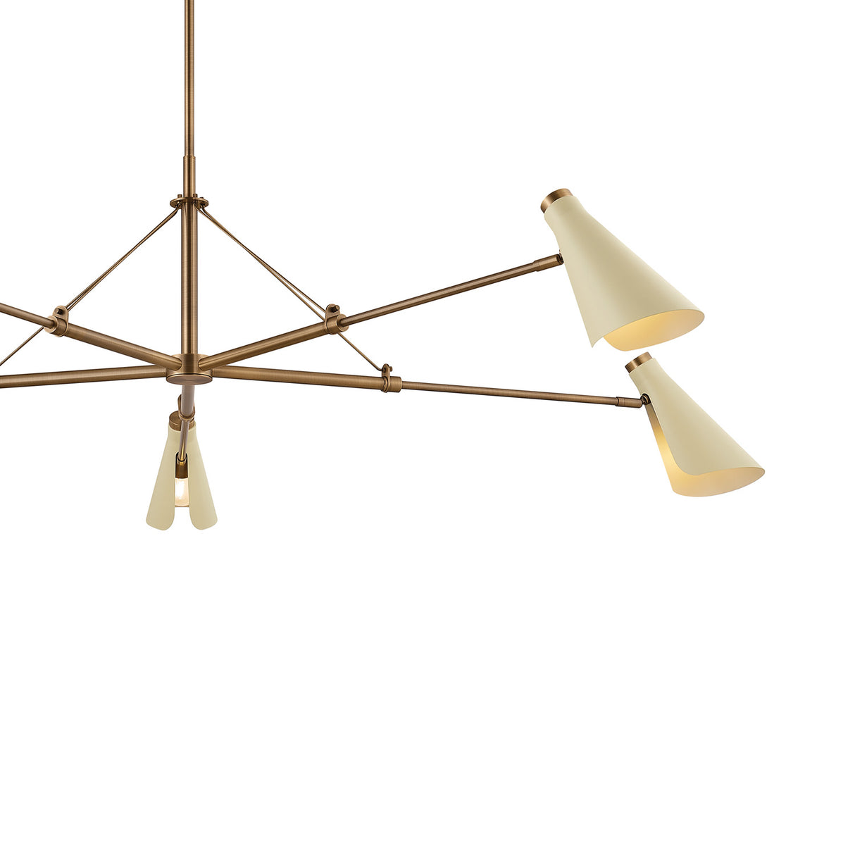 Ralph 5 Light Chandelier 69", Vintage Brass with Soft Sand