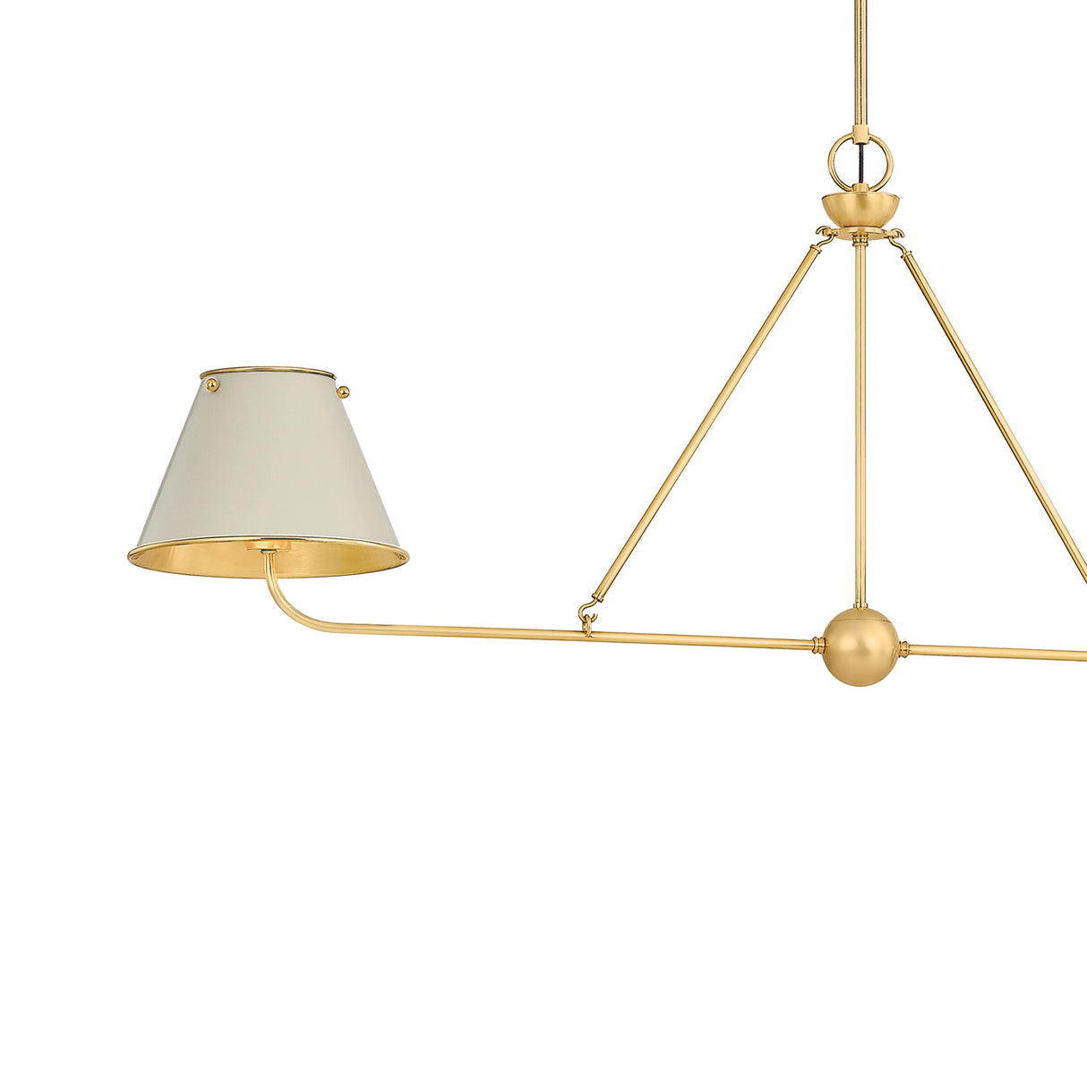 Chesterfield 2 Shade Linear Pendant 54", Aged Brass and Off-White
