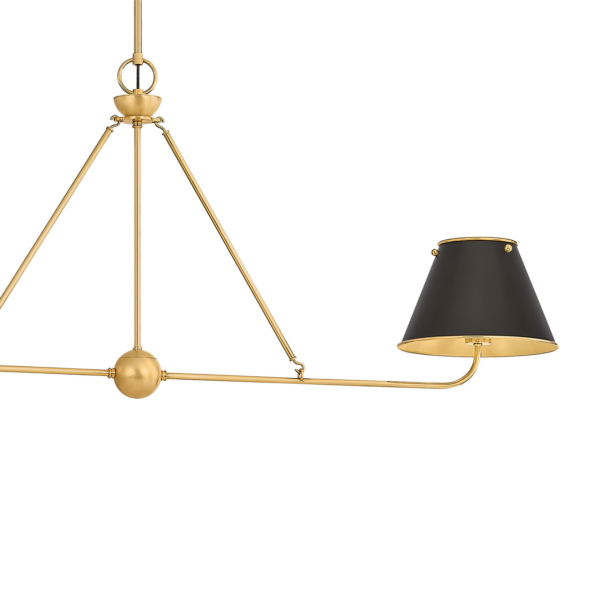 Chesterfield 2 Shade Linear Pendant 54", Aged Brass and Distressed Bronze