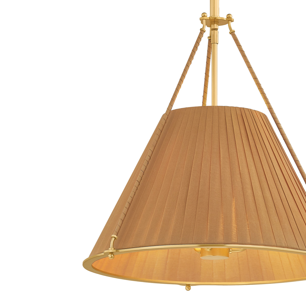 Hanovia Medium Pendant 18", Aged Brass and Honey Silk
