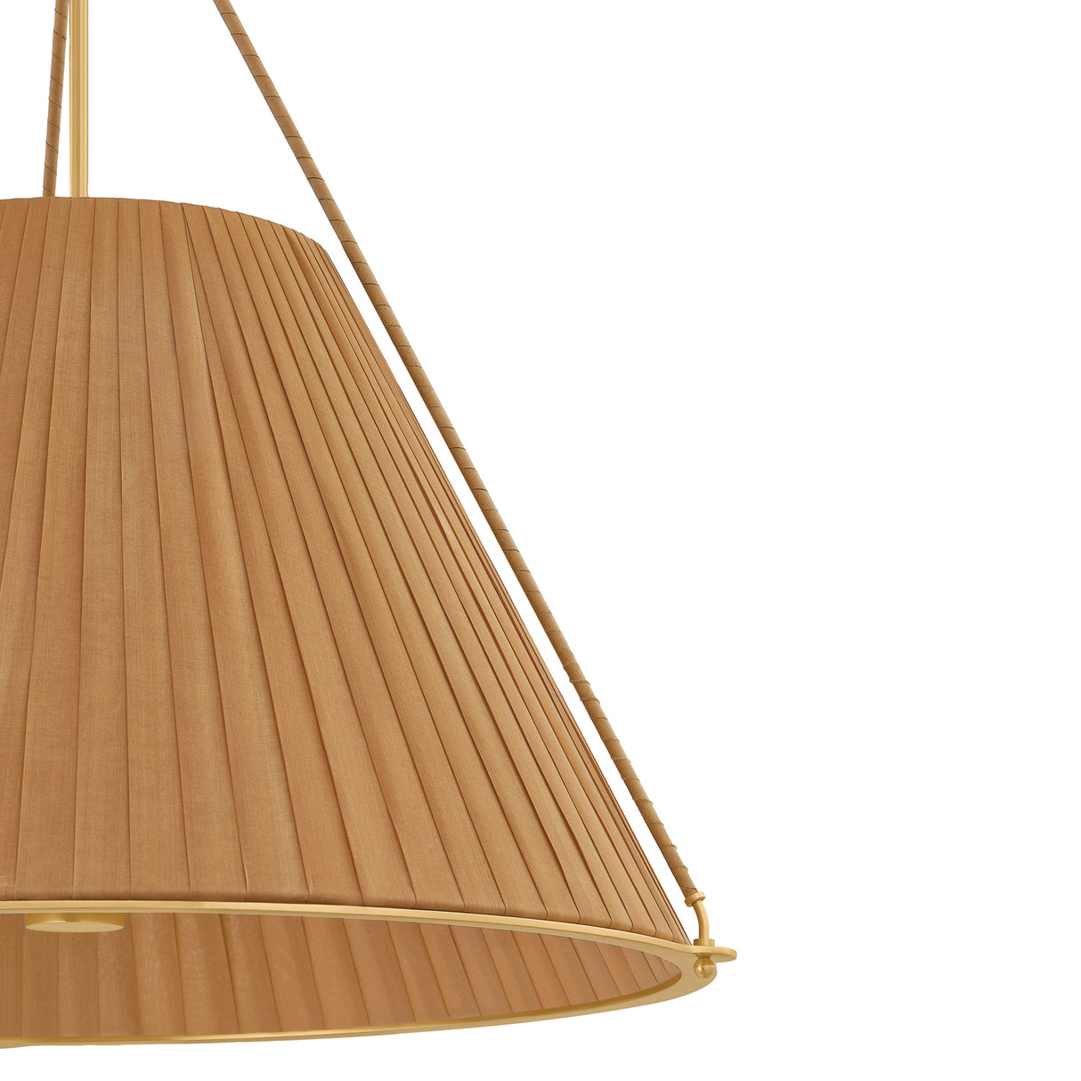Hanovia Large Pendant 26", Aged Brass and Honey Silk