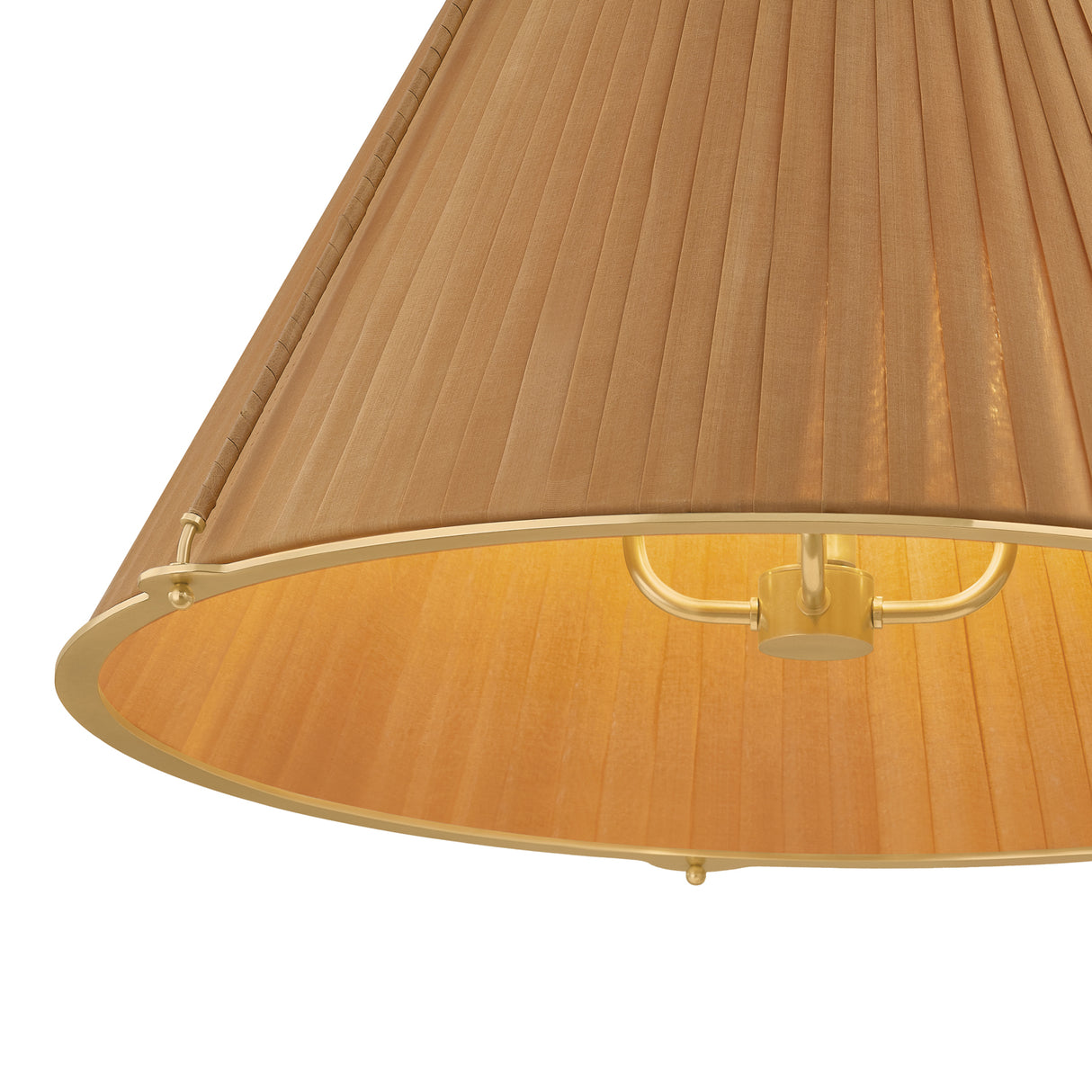Hanovia Large Pendant 26", Aged Brass and Honey Silk