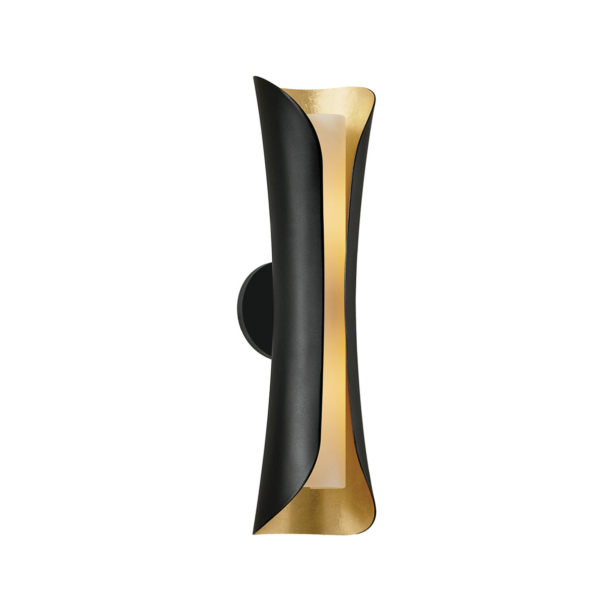 Rhys Wall Sconce 21", Matte Black and Gold Leaf