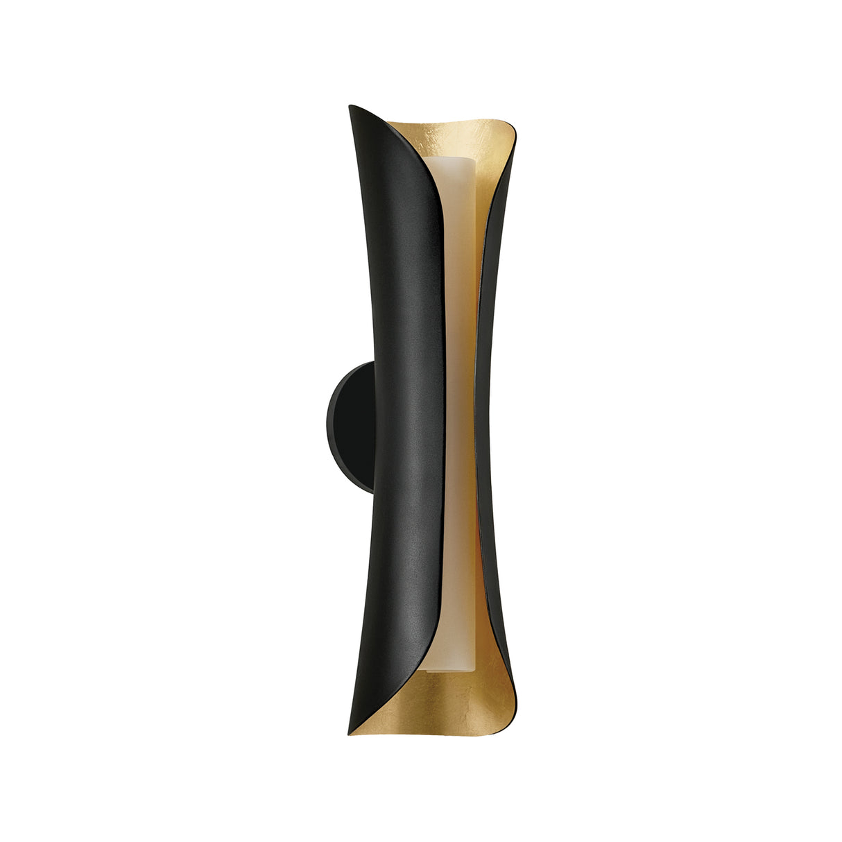 Rhys Wall Sconce 21", Matte Black and Gold Leaf