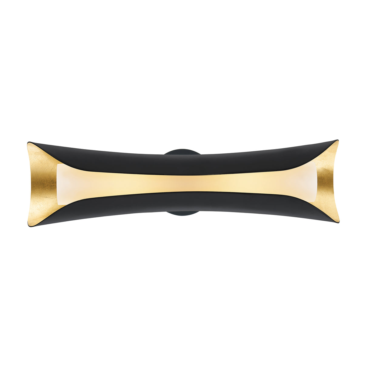 Rhys Wall Sconce 21", Matte Black and Gold Leaf