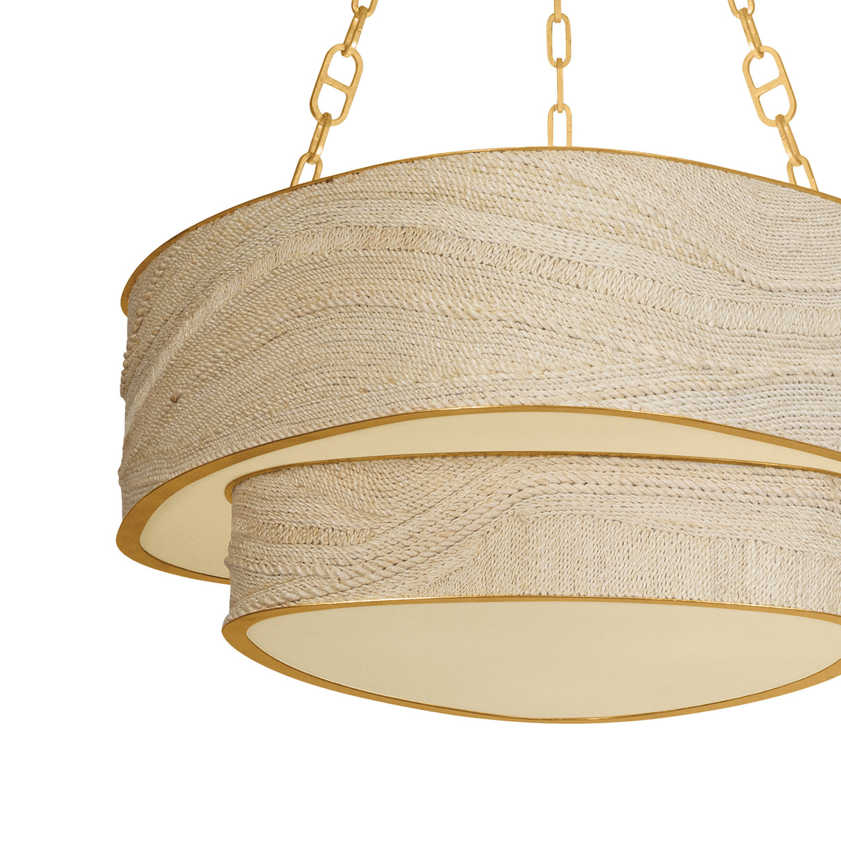 Delphina Two-Tier Chandelier 35", Gold Leaf and Natural Rope