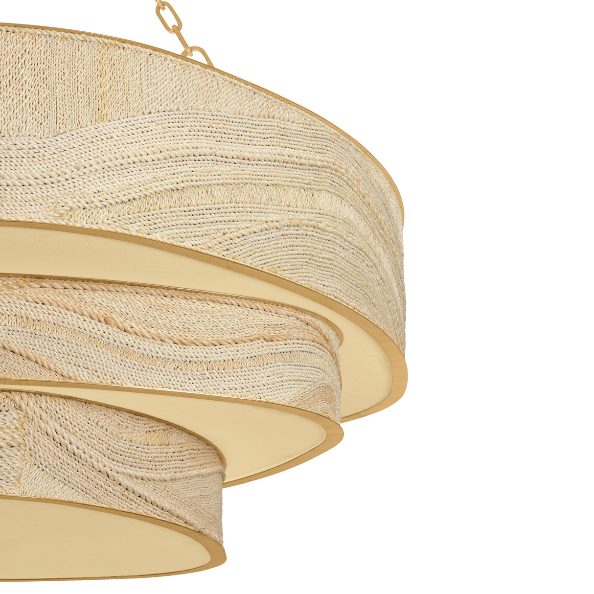 Delphina Three-Tier Chandelier 52", Gold Leaf and Natural Rope
