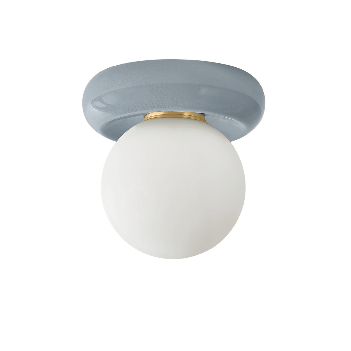 Coburn Flush Mount 9", Light Blue Crackle and Opal Glass
