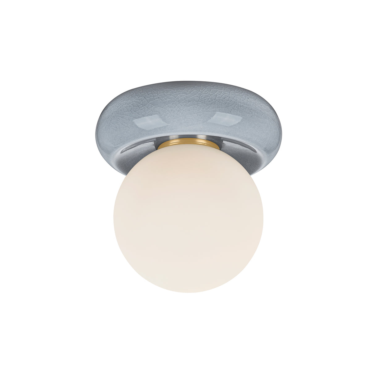 Coburn Flush Mount 9", Light Blue Crackle and Opal Glass