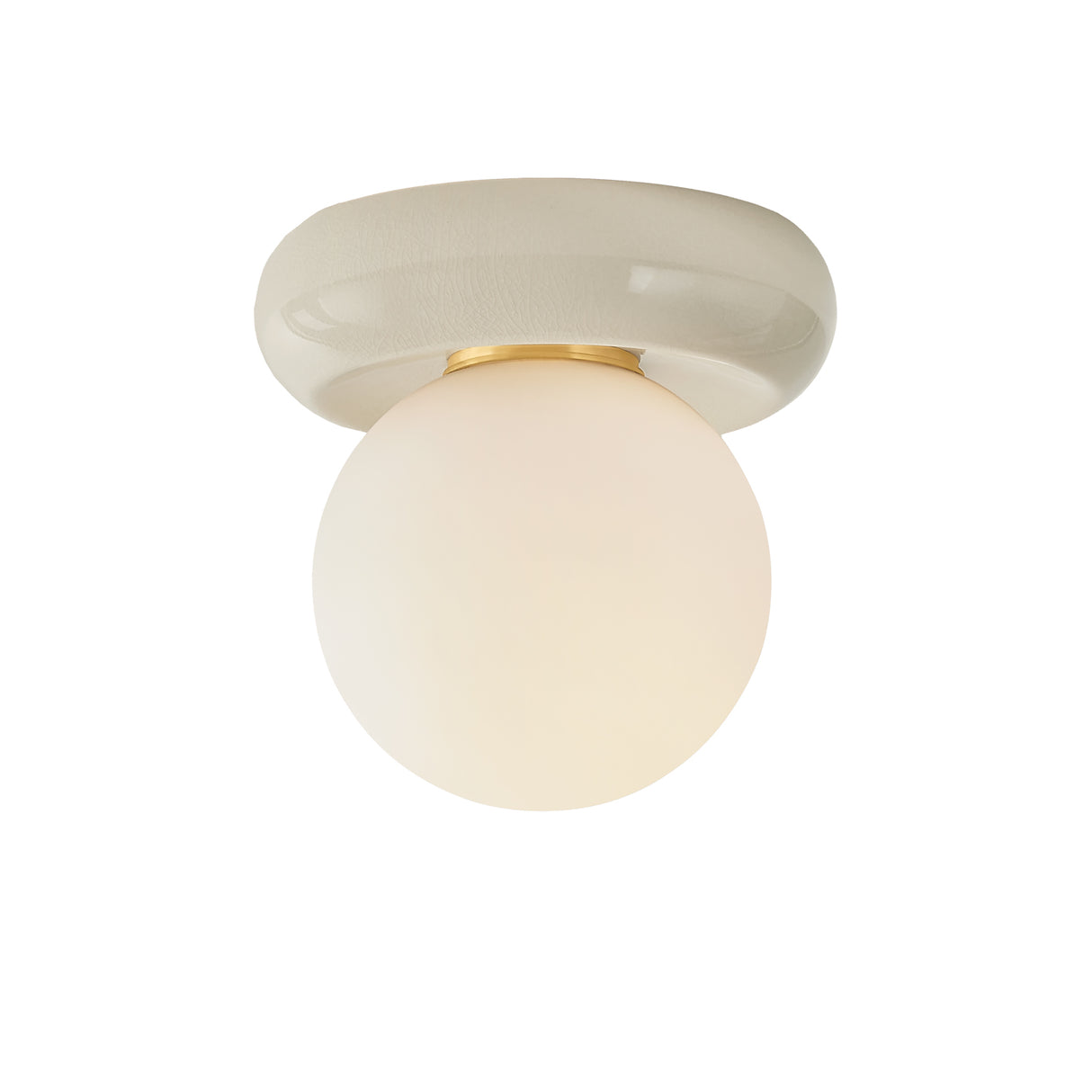 Coburn Flush Mount 9", Off-White Crackle and Opal Glass