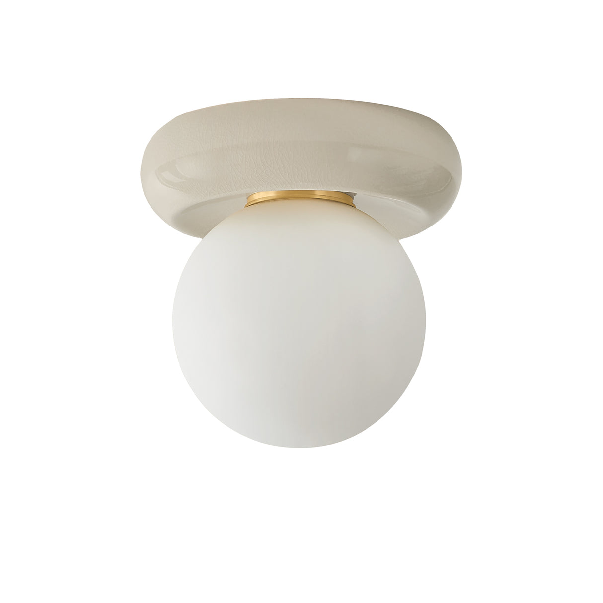 Coburn Flush Mount 9", Off-White Crackle and Opal Glass