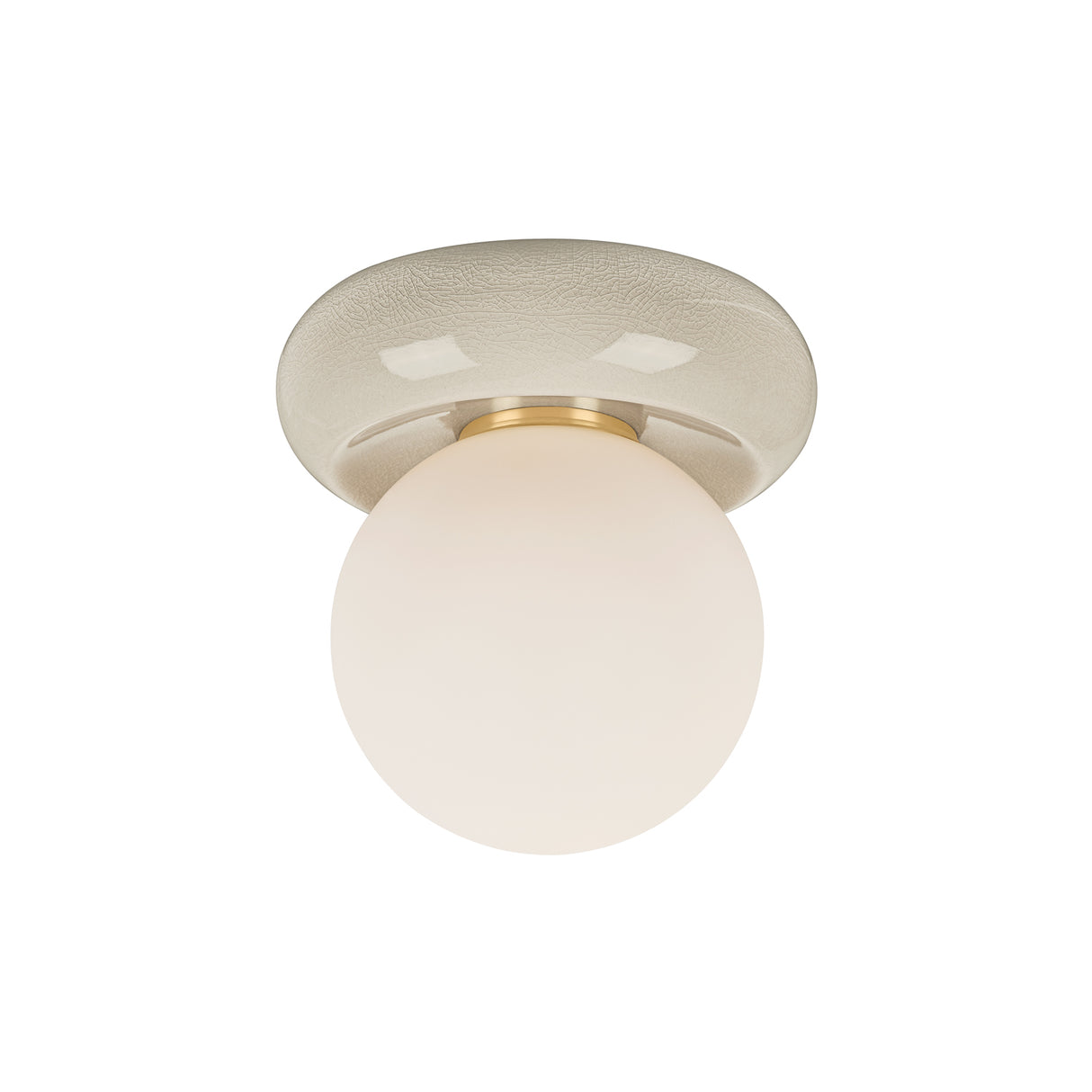 Coburn Flush Mount 9", Off-White Crackle and Opal Glass