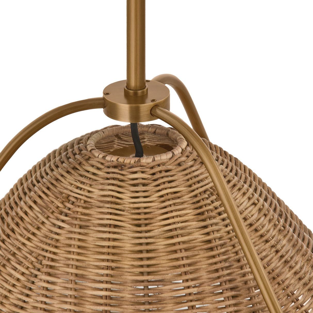 Gwenneth Medium Pendant 17", Patina Brass and Rattan