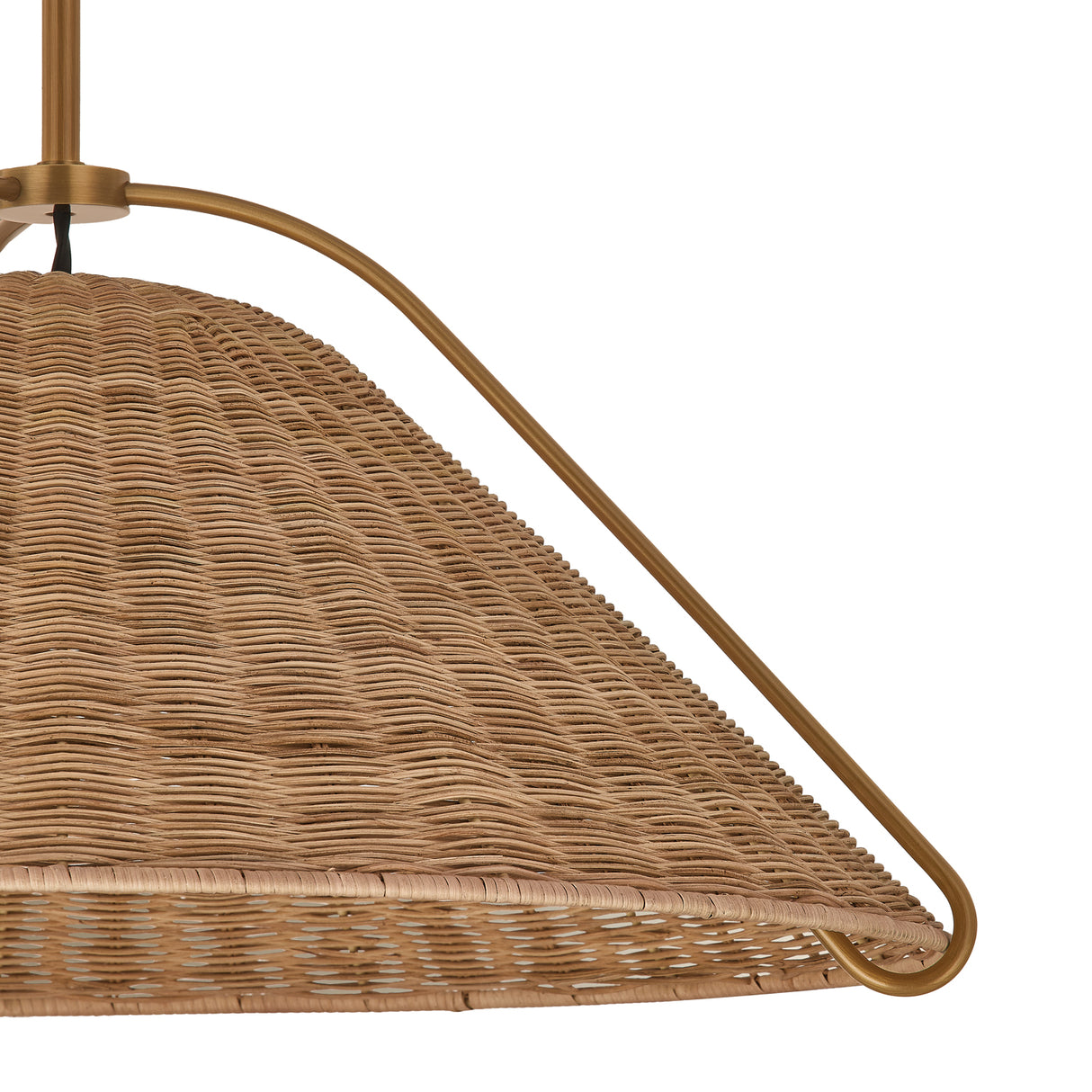 Gwenneth Large Pendant 25", Patina Brass and Rattan