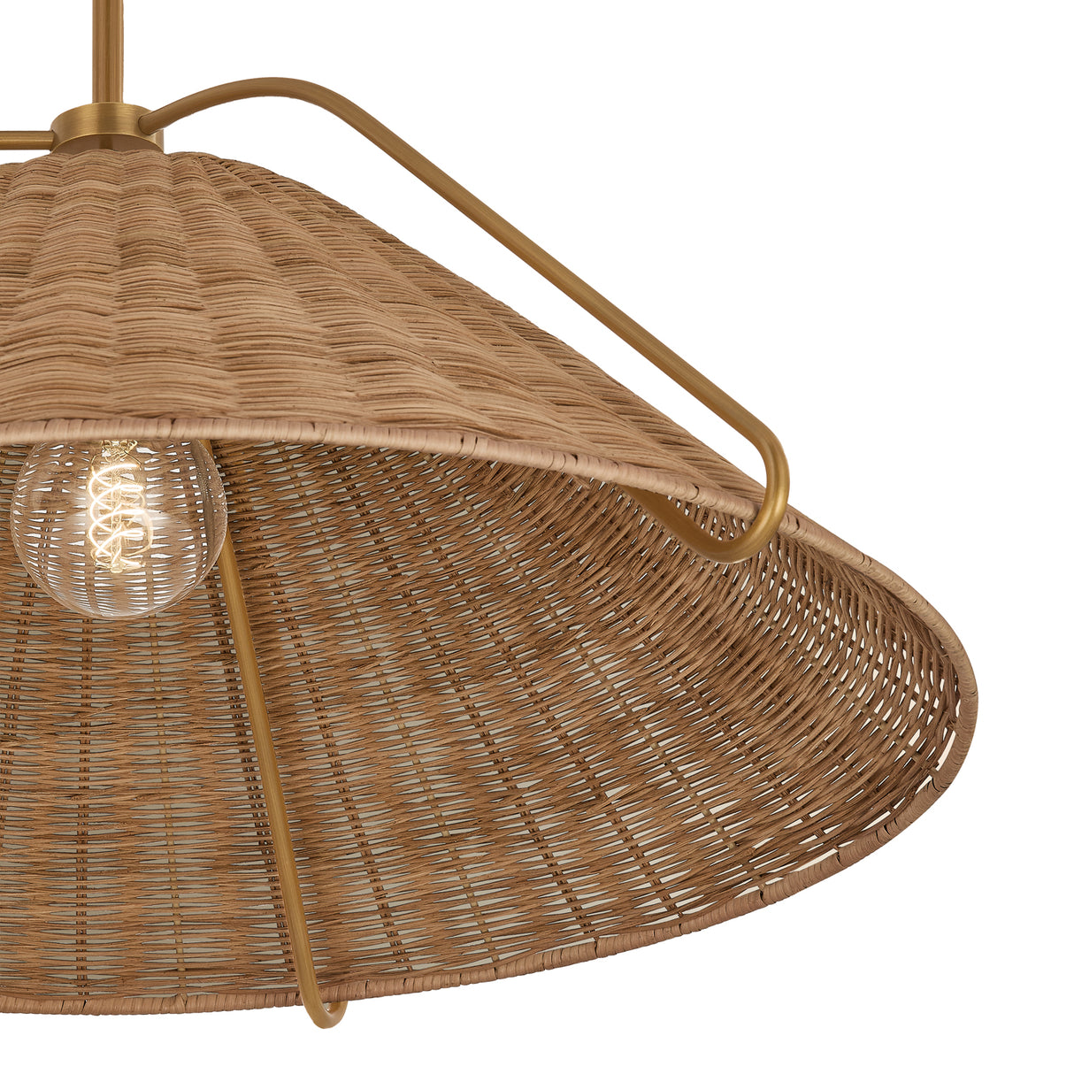 Gwenneth Large Pendant 25", Patina Brass and Rattan