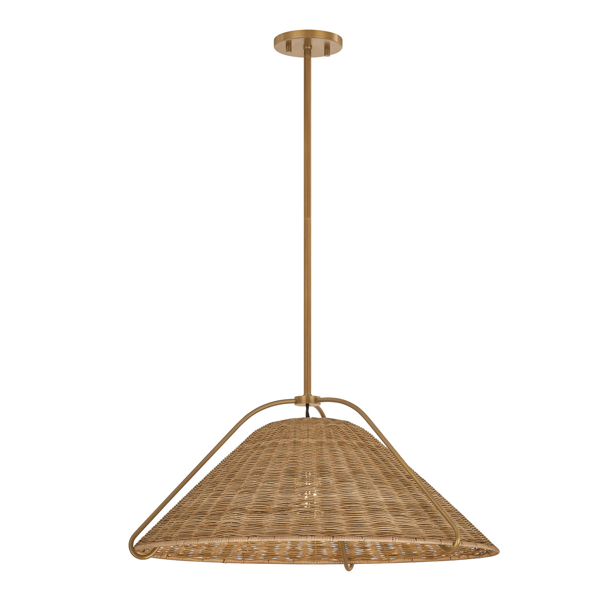 Gwenneth Large Pendant 25", Patina Brass and Rattan