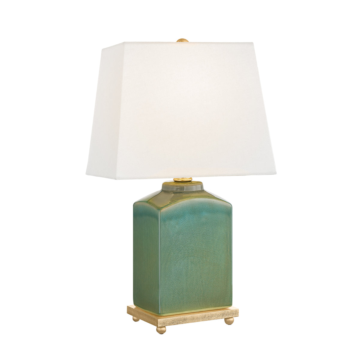 Hallie Table Lamp 17", Jade Glaze with White Shade
