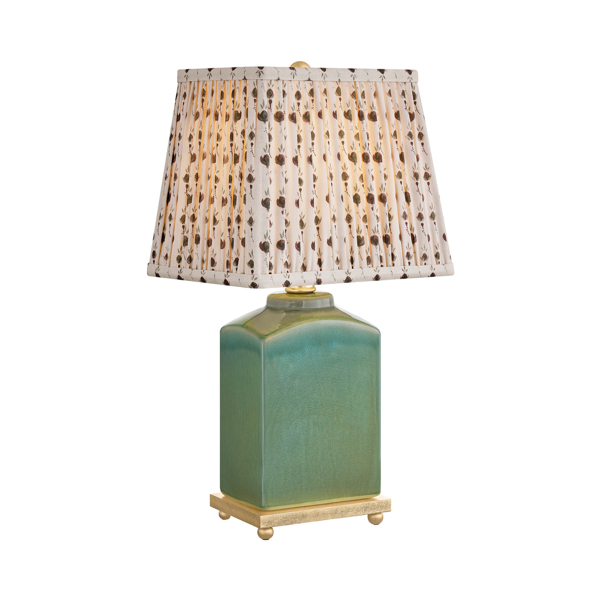 Hallie Table Lamp 17", Jade Glaze with Primrose Printed Shade