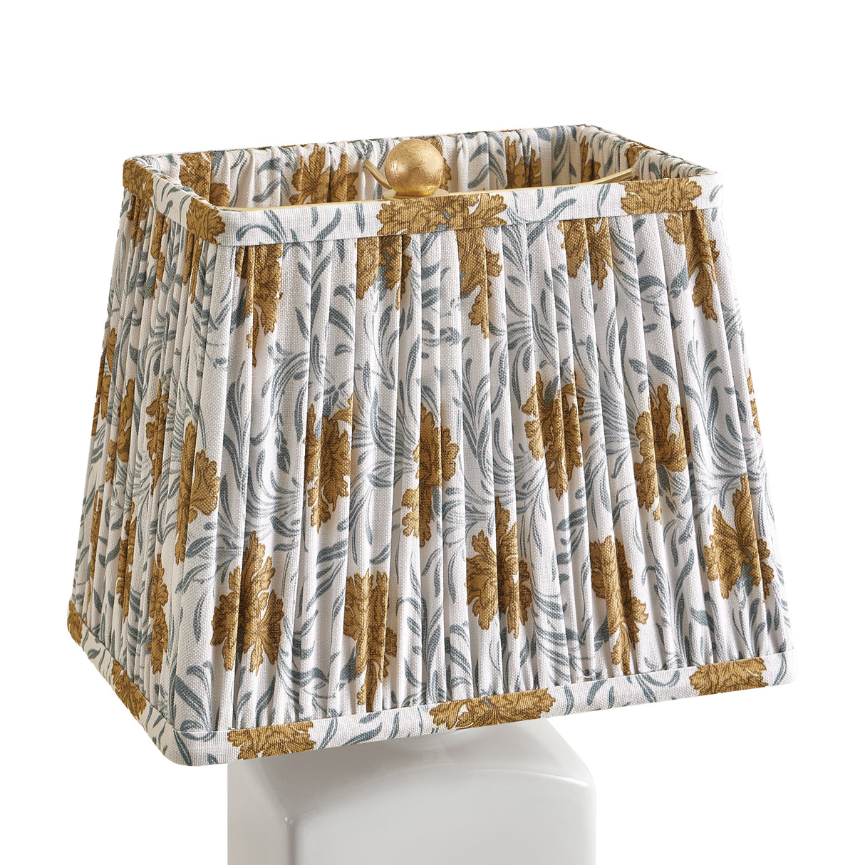 Hallie Table Lamp 17", White Glaze with Bloom Printed Shade