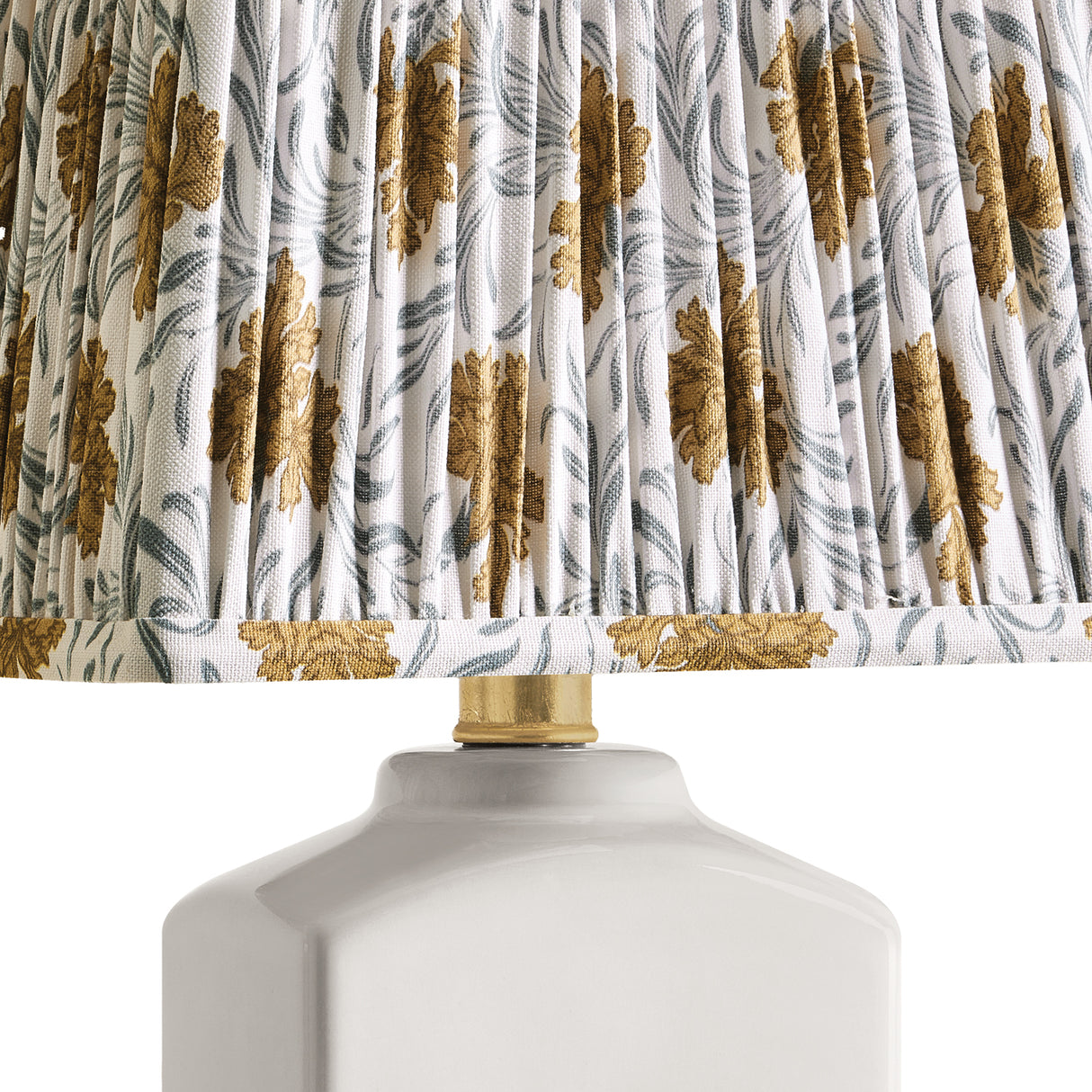 Hallie Table Lamp 17", White Glaze with Bloom Printed Shade